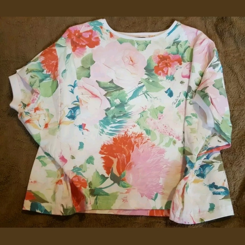 Roberto Cavalli Bat Wing Floral Tee sz 6 Girls